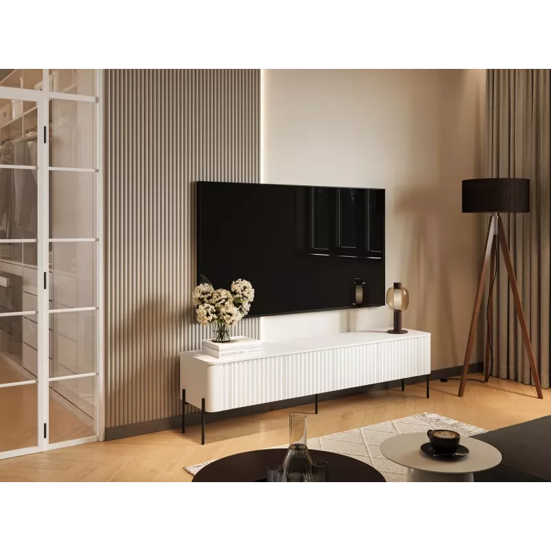 TV-kapp Cama Meble VERA 190x40x50 cm, matt valge, puitlaastplaadist pealispind