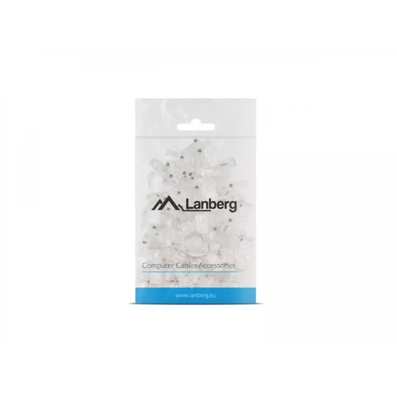 LANBERG RJ-45 pistik PLU-5000, U/UTP (UTP) varjestus, läbipaistev valge, 100 tk pakendis
