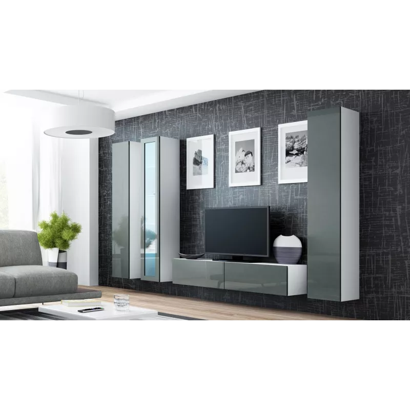 Cama TV-alus VIGO 140 30/140/40 valge/hall läikiv
