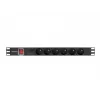 Toitejaotusseade LANBERG PDU-06E-0200-BK — 6x E-tüüpi pistikupesa, 16 A, 2 m kaabel, 1U riiul, 220–250 V
