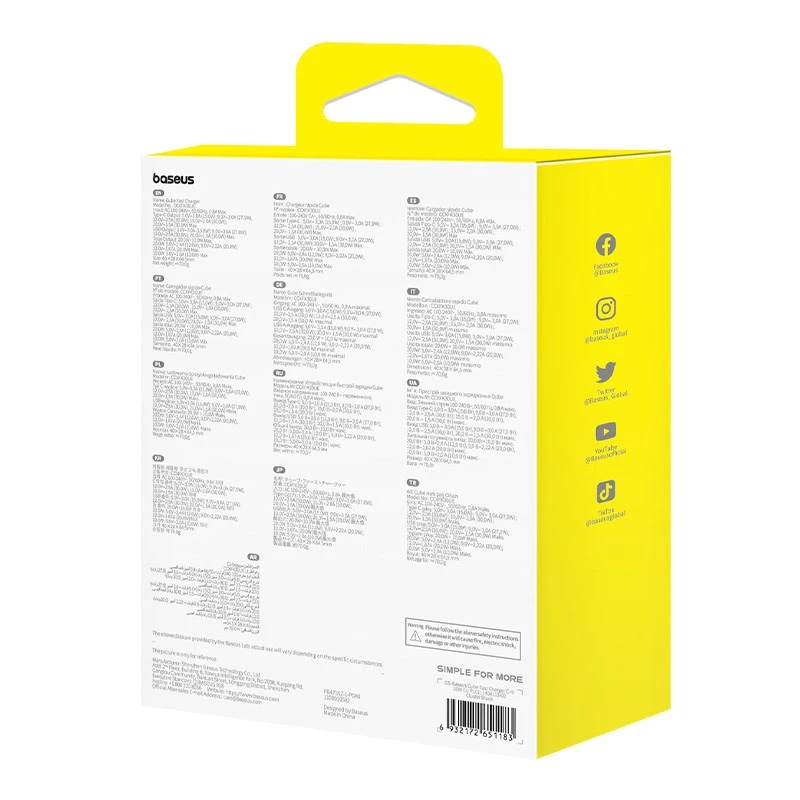 Baseus P10111404113-00 Cube USB-C / USB-A 30W võrguadapter Must