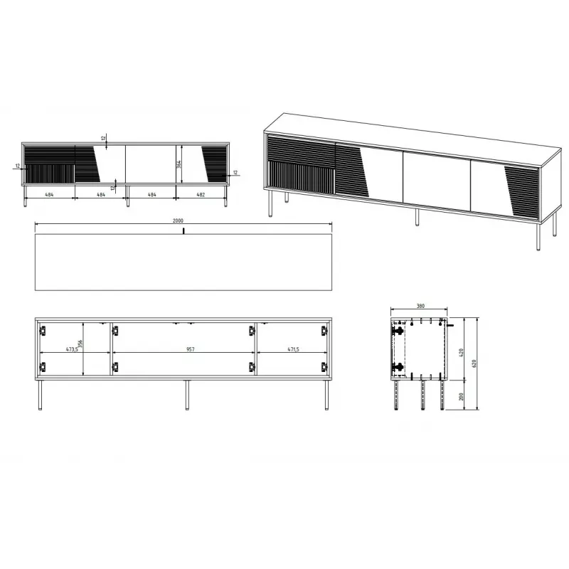 RTV-kapp ABI 4D 200x38x62 valge matt