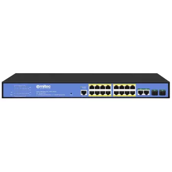 Võrgukommutaator ERNITEC ELECTRA-M16-1GB-285W — 16 pordiga Layer 2+, 2 x Gigabit RJ45, 285 W võimsusega