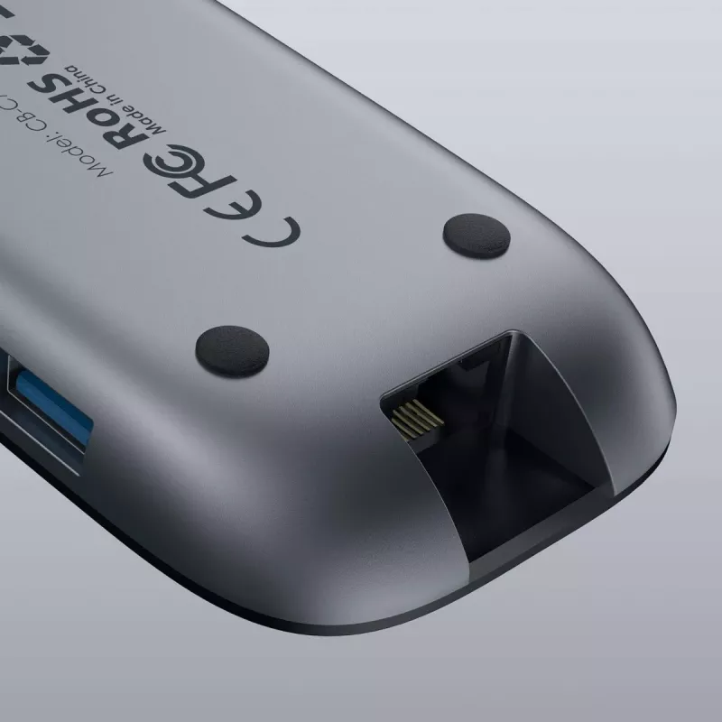 Sülearvuti dokkimisjaam AUKEY CB-C71 — 3× USB-C (USB 3.2 Gen1), HDMI, RJ‑45, MicroSD, USB PD 100W, 0,15 m kaabel, must