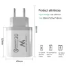 Seinalaadija MACLEAN MCE479W — 3-pordiline USB-kiirlaadija, koguvõimsus 18 W