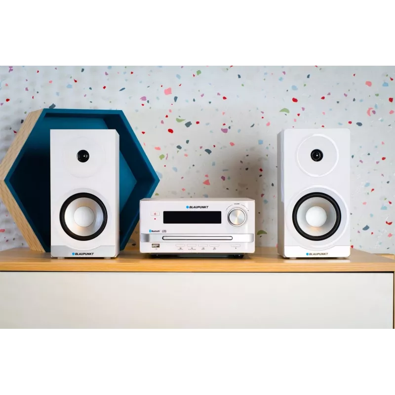 Kodu audio mikrosüsteem BLAUPUNKT MS16BT 15 W, CD/USB/MP3, Bluetooth, FM RDS, valge