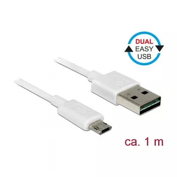 USB-kaabel DeLOCK 84807 USB 2.0 1 m USB A Micro-USB B Valge