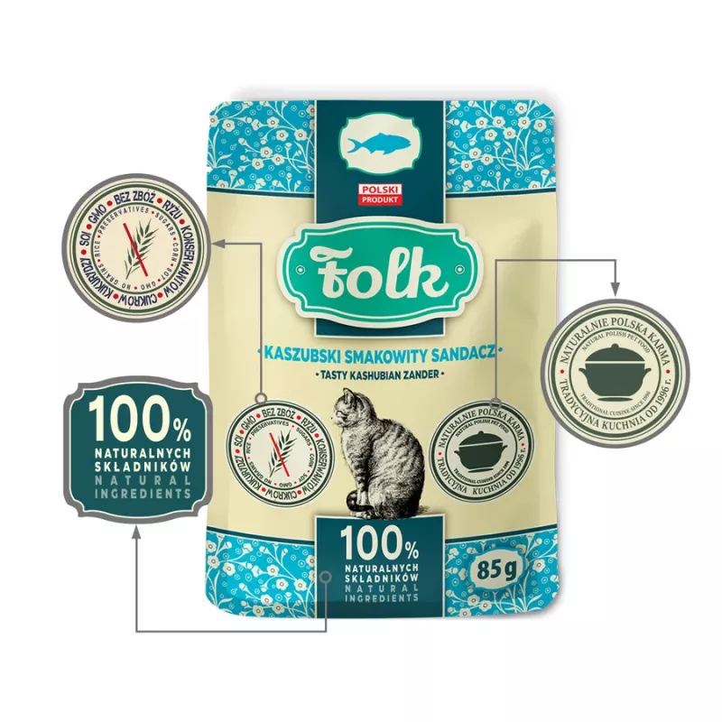 FOLK Tasty Kashubian zander - märg kassitoit - 85 g