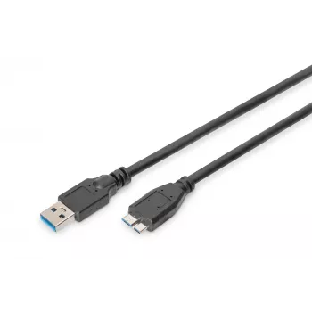 ASSMANN SuperSpeed USB 3.0 kaabel, USB A pistik Micro USB B-pistik, Cu AWG 28, 2x varjestatud, pikkus 1,0 m (AK-300116-010-S)