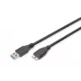 ASSMANN SuperSpeed USB 3.0 kaabel, USB A pistik Micro USB B-pistik, Cu AWG 28, 2x varjestatud, pikkus 1,0 m (AK-300116-010-S)