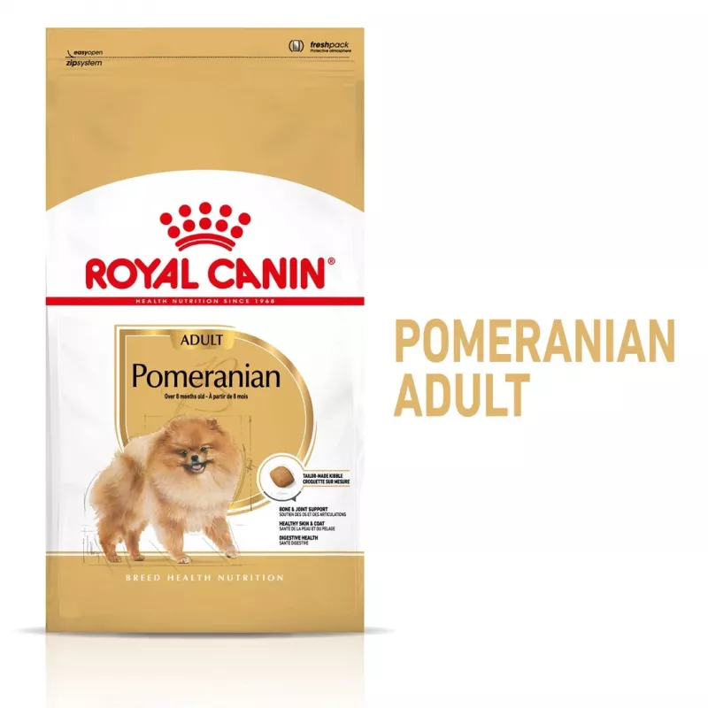 Kuiv koeratoit Royal Canin Pomeranian Adult 3 kg — väikesetõuliste valem täiskasvanud pomeranlastele