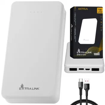 Akupank Extralink EPB-078W 10000 mAh valge, USB-C, 10 W väljund, laeb kuni 2 seadet