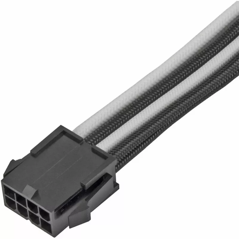 Toitepikenduskaabel SILVERSTONE PP07E 8‑kontaktiline PCIe 30 cm (must/valge)