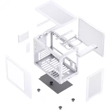 Jonsbo C6 MAX PC korpus, minikorpus, Micro-ATX, karastatud klaas - valge