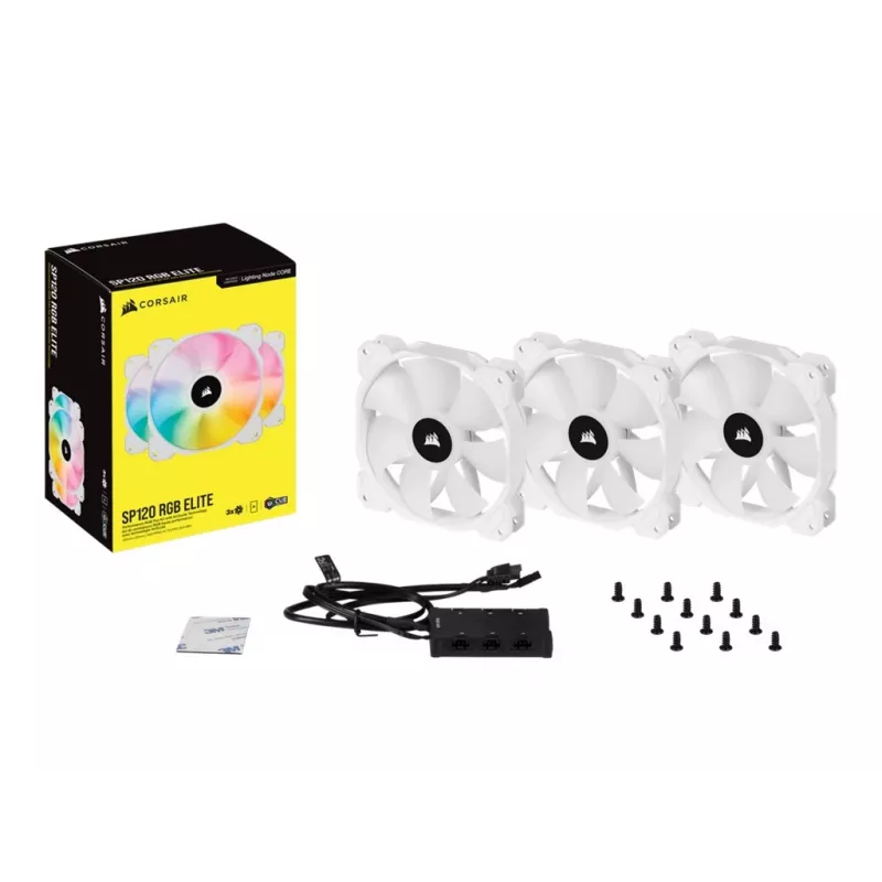 Corsair iCUE SP120 RGB ELITE Performance 120mm Valge PWM ARGB Case Fan Triple Pack