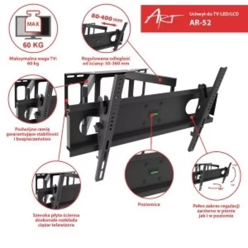 Kinnitus 14–42 LCD/LED telerile 35KG ART AR-44
