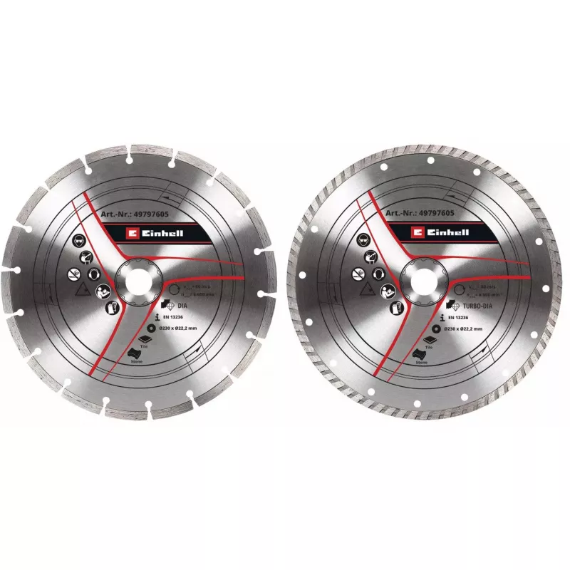 Teemantlõikeketta komplekt nurklihvijatele EINHELL 230×22,23×1,8 mm, turbo servaga, 2 tk