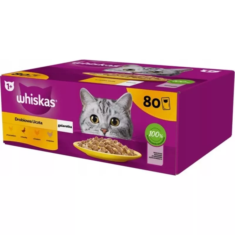 Märg kassitoit kotikesed Whiskas Pouch tarretis linnuliha 80×85 g