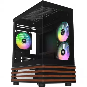 PC Micro Tower Thermaltake View 170 WS ARGB — Mikrokorpus, must, toetab PS2 toiteplokki, 2x 120 mm külje- + 1x 120 mm tagaventilaator, 2,5/3,5-tolline HDD