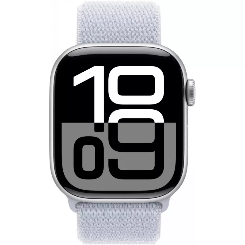 Apple Watch Series 10 Alumiiniumkorpus GPS + Cellular 42mm Hõbedane Sport Loop sinine pilv