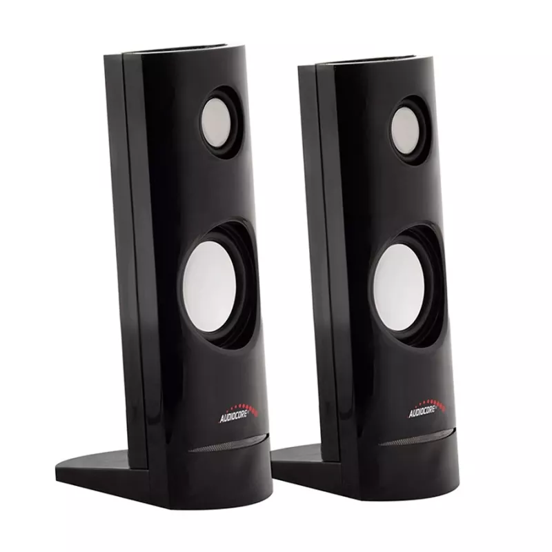 2-suunaline juhtmega arvutikõlar Audiocore AC860, 2.0 kanalit, 4 W RMS, USB-toide, 3,5 mm sisend, must