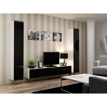 Cama suletud Kapp VIGO '180' 180/40/30 valge/must läikiv
