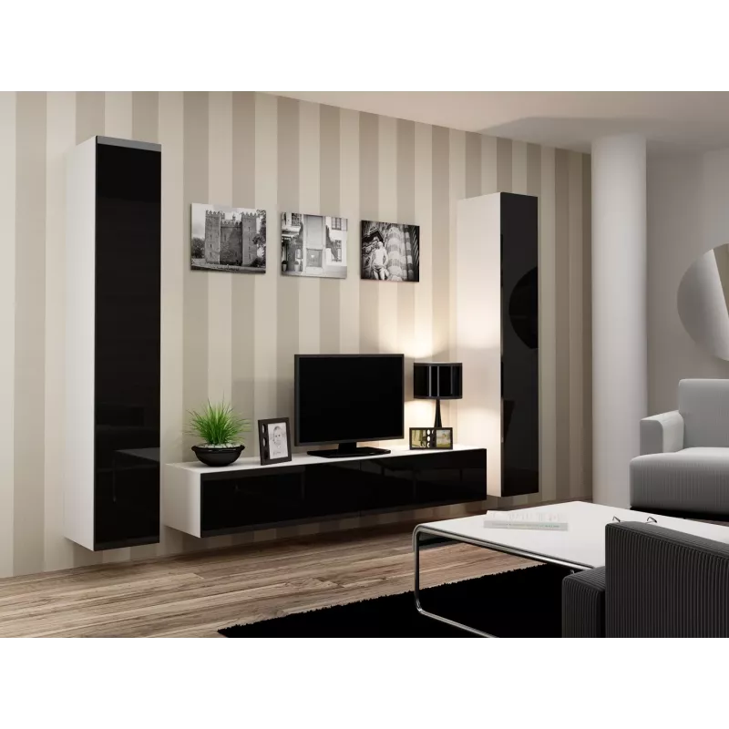 Cama suletud Kapp VIGO '180' 180/40/30 valge/must läikiv
