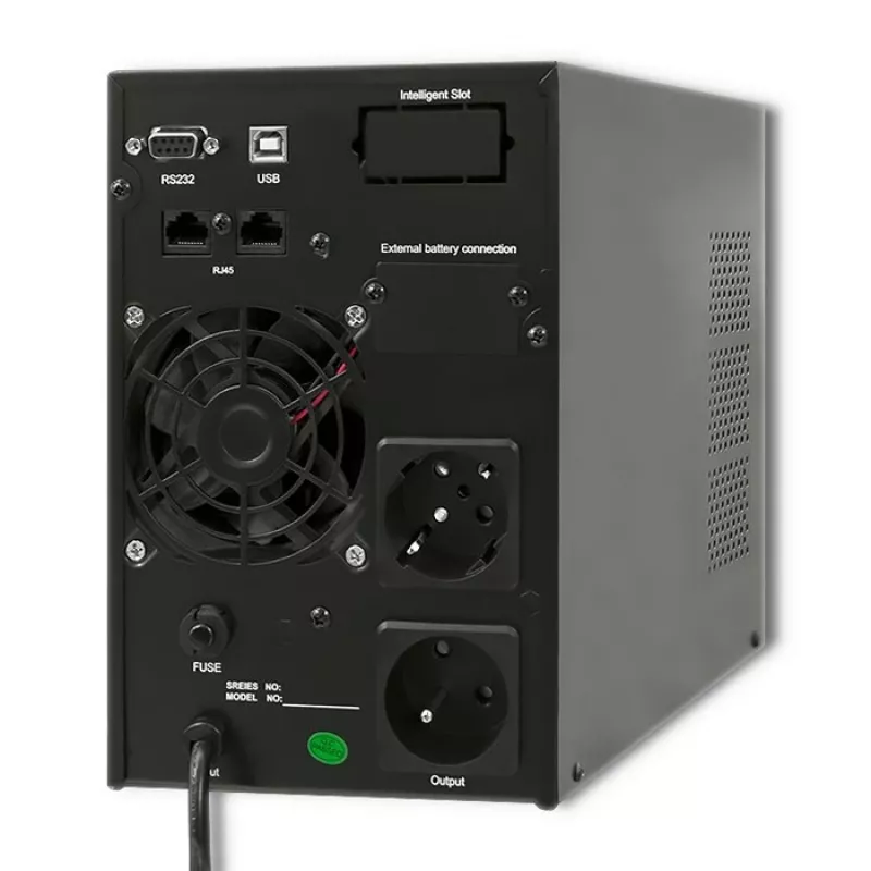 Qoltec 53042 katkematu toiteallikas (UPS) topeltmuundusega (Online) 1 kVA 800 W 2 vahelduvvoolu pistikupesa