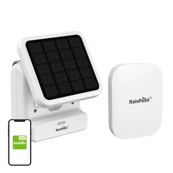 RainPoint nutikas päikeseenergial töötav veepumba komplekt HTP115FR koos HWG023WBRF võrgulüüsi ja rakendusega aia niisutamiseks