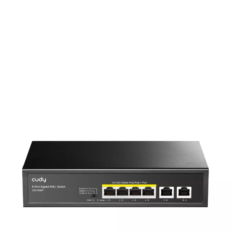 Võrgukommutaator Cudy GS1006P haldamata Gigabit Ethernet 6-pordi PoE, 12 Gbit/s, 2048 MAC, must
