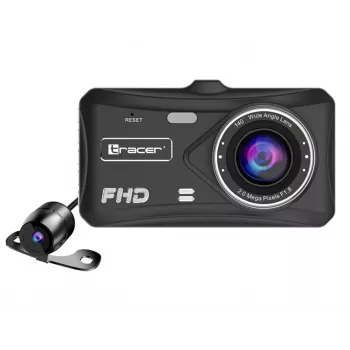 Dashcam TRACER 4TS Full HD kahe kanaliga pardakaamera, 2 MP põhi-, 0,4 MP salongi-, 140°/60° vaatenurgad, 4-tolline IPS-ekraan, 150 mAh aku, alumiiniumist korpus, parkimisabi
