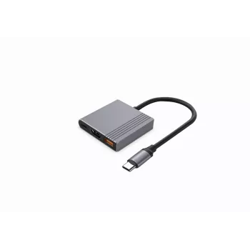 USB-C 3-in-1 multipordiadapter (USB-port + HDMI + USB-C video), tumehall<br>A-CM-COMBO3-05