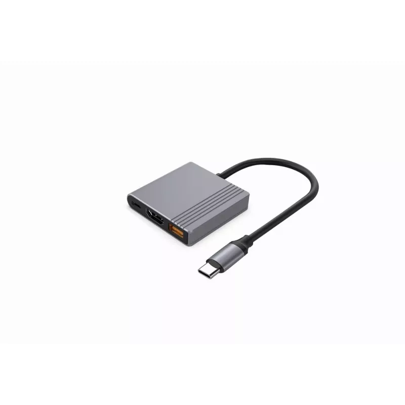 USB-C 3-in-1 multipordiadapter (USB-port + HDMI + USB-C video), tumehall<br>A-CM-COMBO3-05