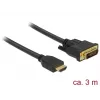Video kaabli adapter DeLOCK 85655 3m HDMI tüüp A DVI Must