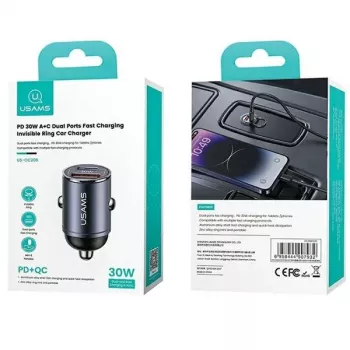 Autolaadija usams C38 30W — 1x USB-A + 1x USB-C kiirlaadimine