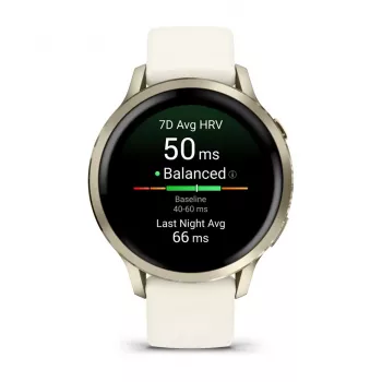 Nutikell GARMIN Venu 4, 41 mm kuldne korpus, 1,2-tolline AMOLED 390×390, GPS, Wi‑Fi, 5 ATM, 10-päevane aku