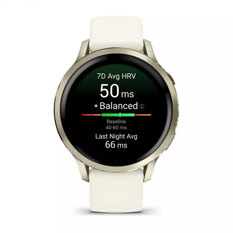 Nutikell GARMIN Venu 4, 41 mm kuldne korpus, 1,2-tolline AMOLED 390×390, GPS, Wi‑Fi, 5 ATM, 10-päevane aku