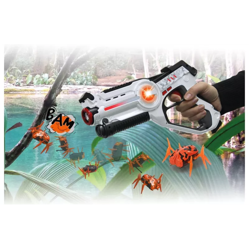 Jamara 410065 Impulse Laser Bug Hunt Set, mängulaserpüstol koos märklauaga, valge/oranž