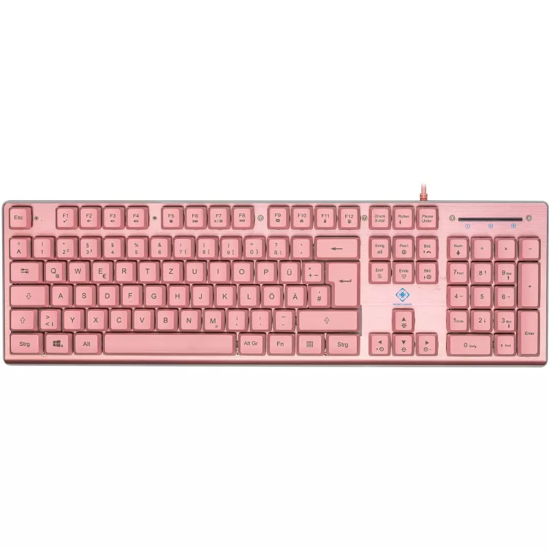 Deltaco GAM-021-RGB-P-DE - täissuuruses (100%) - USB - membraanlülitiga - QWERTZ - Roosa