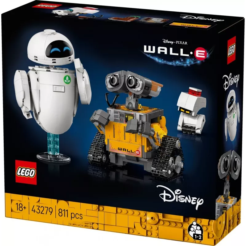 LEGO ehituskomplekt Disney Pixar WALL·E ja EVE 43279 — 811 tükki, 130 mm kõrgus, alates 18. eluaastast