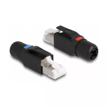 DeLOCK RJ45-pistik väliühenduseks Cat.6A Must Sirge
