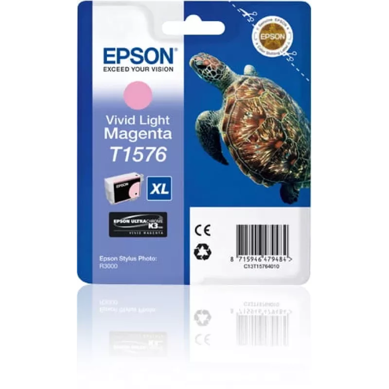 Epson Turtle T1576 Vivid Light magenta, kõrge (XL) tootlus, erksav hele magenta, pigmendipõhine tint, 25,9 ml, 1 tk, 2300 lehekülge