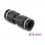 Pneumaatiline ühendus DELOCK 8 mm sirge, sisekeere, metall/plast, pikkus 39 mm, must