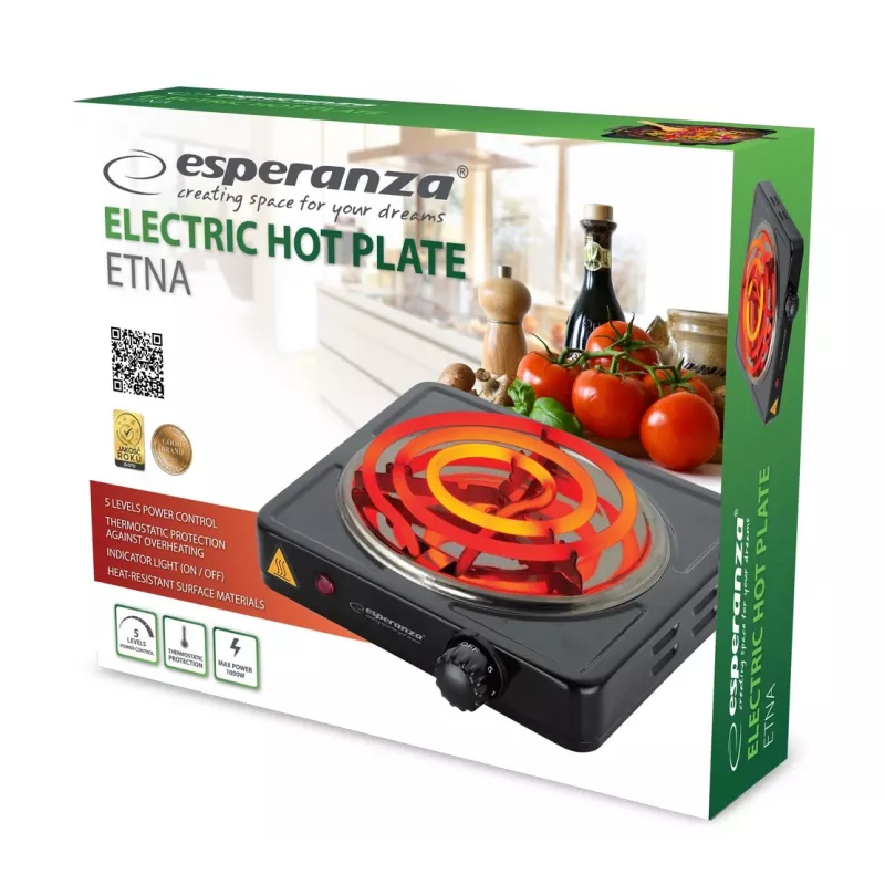 Esperanza EKH012K pliit Must Lauaplaadile 21 cm 1 tsoon(i)