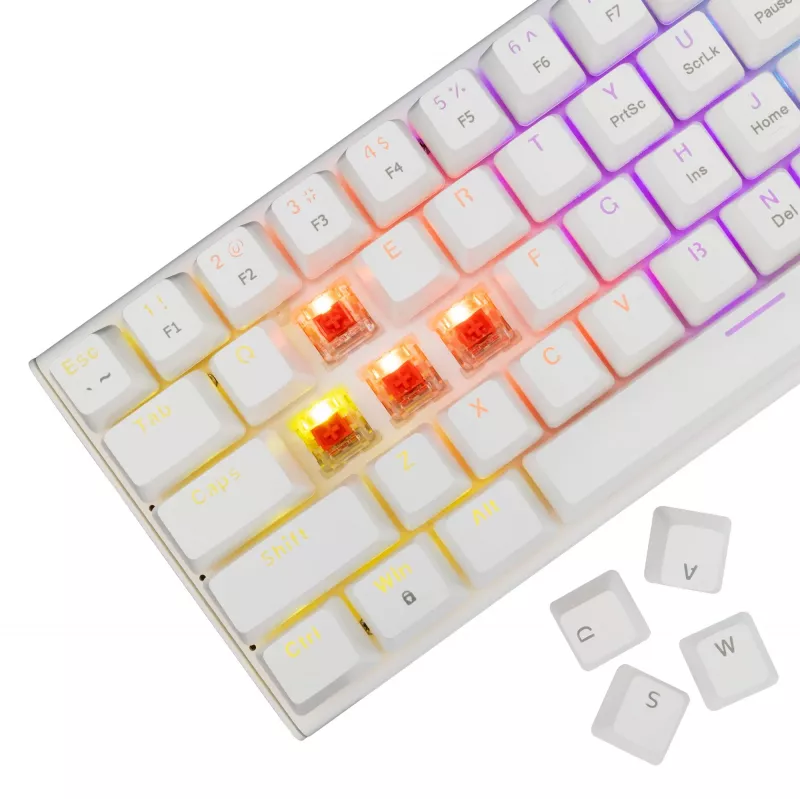 Mehaaniline klaviatuur White Shark Wakizashi-2 US Red Switch, Tenkeyless/US paigutus, valge