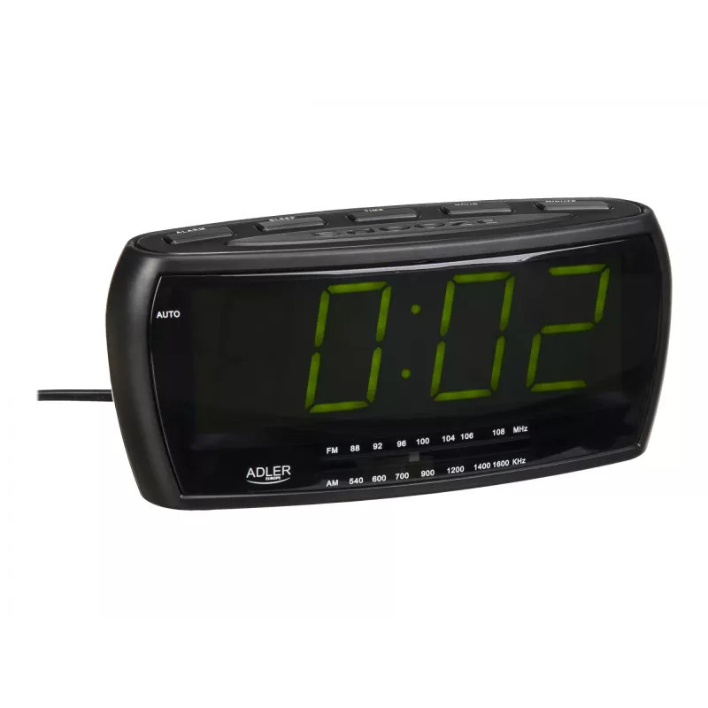 Kellraadio Adler AD 1121 — kellraadio, FM/AM-tuuner, LED-ekraan, varutoide, must