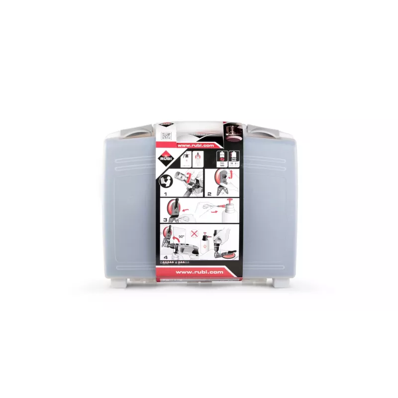 Puuriterade komplekt RUBI Easy Gres Plus Kit — 7 tk teemantpuuritera, 27 mm pikkus, portselani jaoks, kandekohvriga