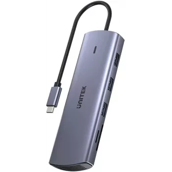 USB-C multiport adapter Unitek D1113A — HDMI, VGA, kaardilugeja, PD 100W