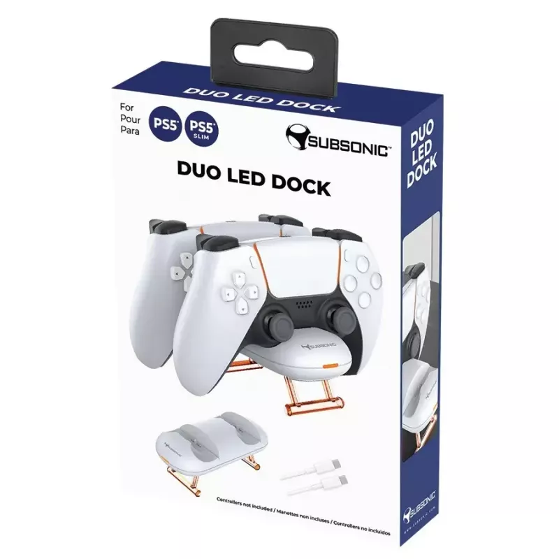 Laadimisdokk SUBSONIC SA5632 PS5-le, kahe laadimisega, LED-indikaatoritega