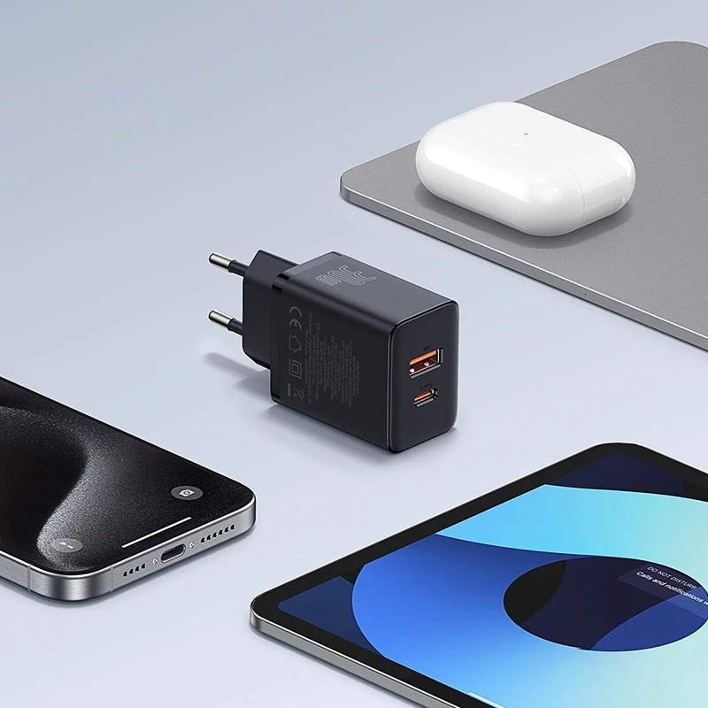 Baseus P10111404113-00 Cube USB-C / USB-A 30W võrguadapter Must